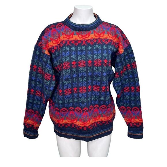 Vintage Ewe Nique Knitwear Wool Sweater Size Medium Multicolour Pure Wool - Picture 1 of 14